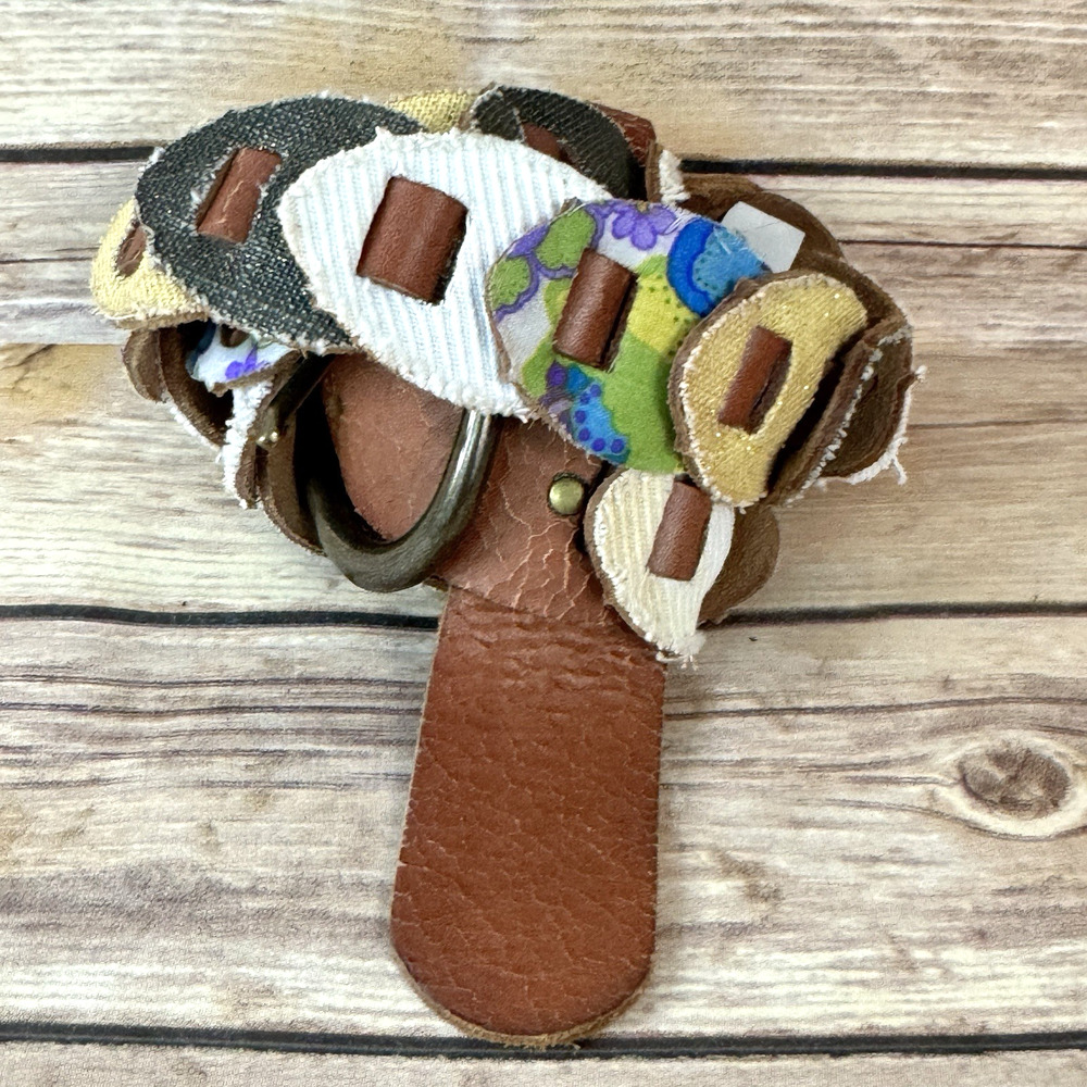DELIA's Womens Boho Bohemian Leather and Mixed Fabric Link Belt XS/S